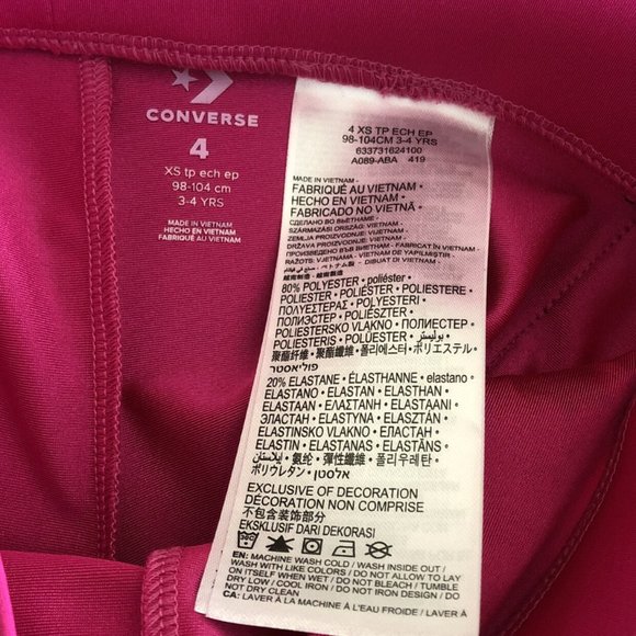 Sz 4  Pink & Black Converse Leggings - Picture 5 of 5